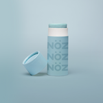 Load image into Gallery viewer, Straight view of Nöz sunscreen in blue with its cap off.
